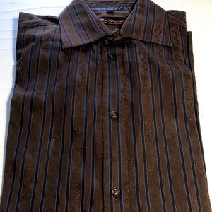 Mens Ben Sherman brown /blue long sleeve shirt Small excellent condition